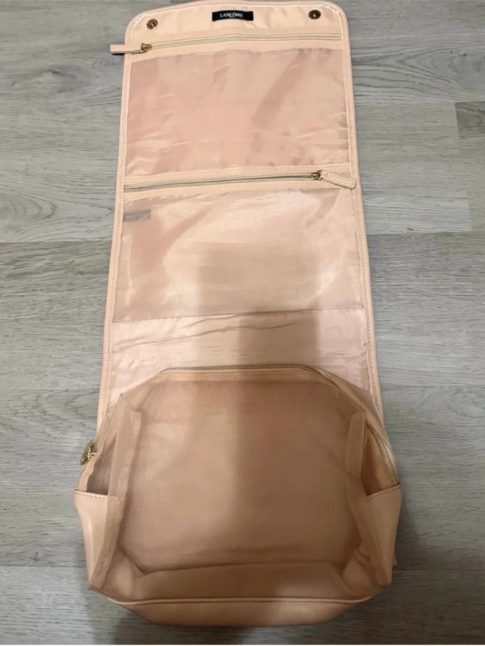 Lancôme Blush Colored Travel Makeup Organizer Folding Makeup Bag
